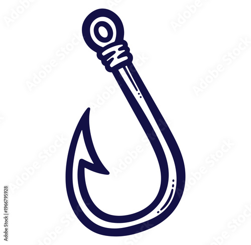 Hand drawn fishing hook illustration perfect for various designs related to angling and outdoor activities
