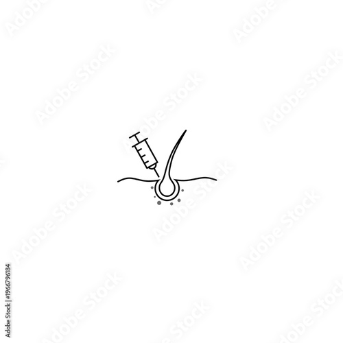 hair follicle being treated with a medical syringe, conceptualizing hair loss therapy, scalp mesotherapy, and dermatological treatments.