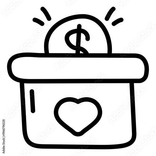 Trendy vector style of donation box