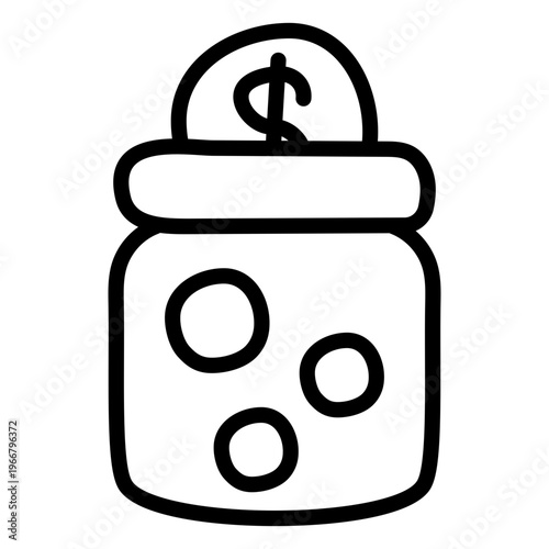 Dollar insider glass bottle, linear style of money jar