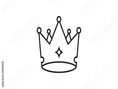 Black crown icon, royal symbol, vector crest, luxury emblem isolated on White Background
