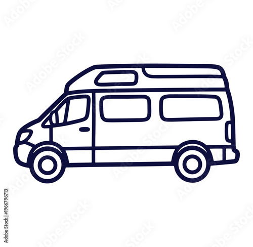 Outline illustration of a commercial van ideal for business transportation and travel purposes