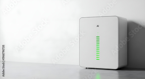 Smart AI server hardware with green indicator lights for cloud computing and automated data center infrastructure website banner