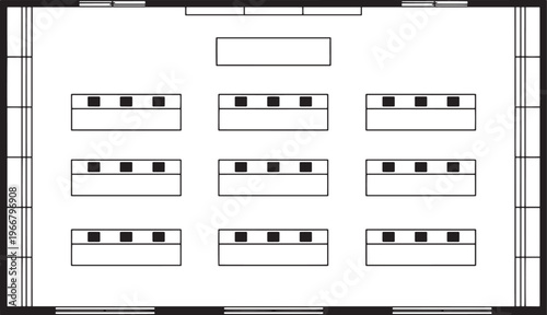 A Classroom Layout Top View in Sketch Style