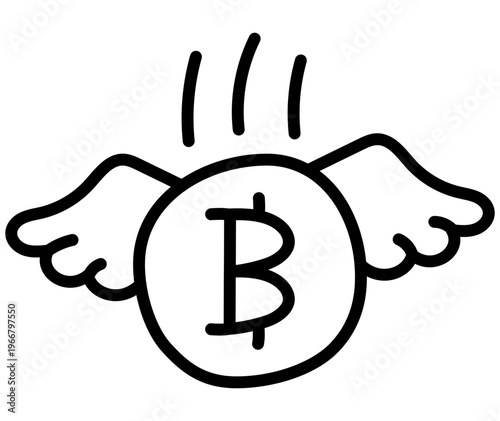Perfect design icon of flying bitcoin  