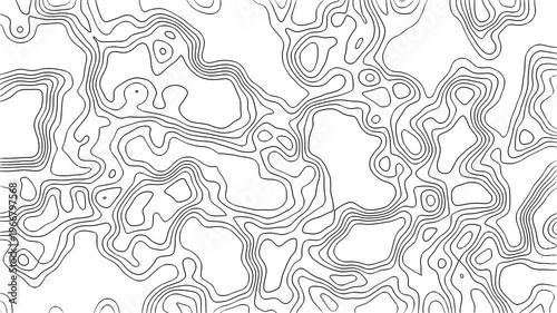 White topographic contour map with faint lines for geography textbooks, educational presentations, cartography projects, and environmental reports.