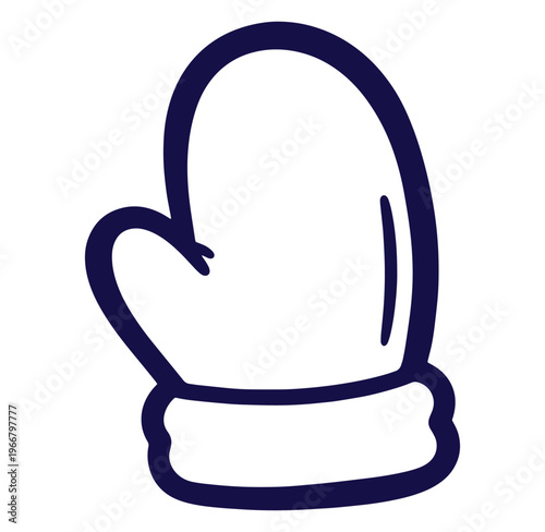Simple illustration of a winter mitten in a minimalist and outline style design