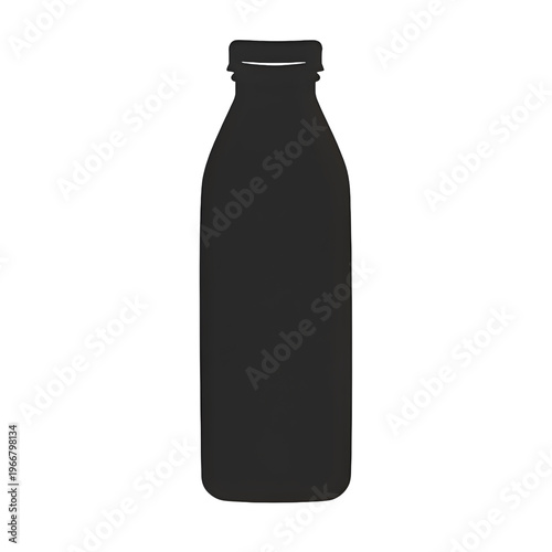 Black silhouette of a glass milk bottle with a narrow neck and cap