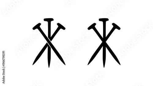 three nails religion symbol, black isolated silhouette