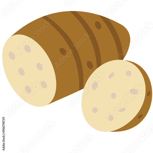 Brown lotus root, aquatic vegetable, cooking ingredient, healthy food, natural nutrition, kitchen essential, fresh produce, and organic illustration icon.