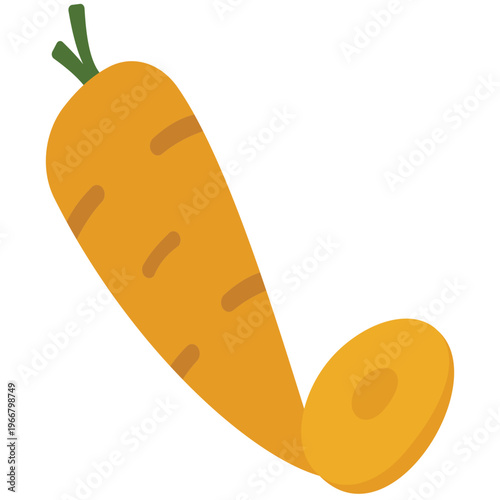 Orange carrot vegetable, cooking ingredient, healthy food, natural nutrition, kitchen essential, fresh produce, root vegetable, and colorful illustration icon.