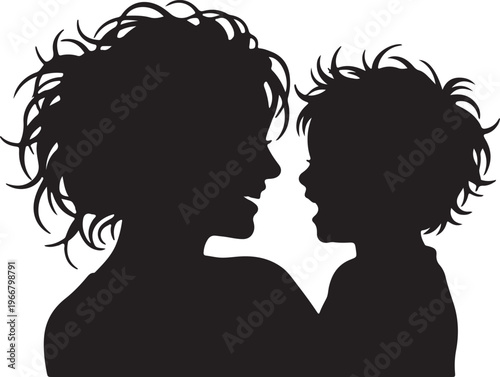 Mom and Son Heartfelt Moment: Sharp Vector Illustration for Mother's Day Branding