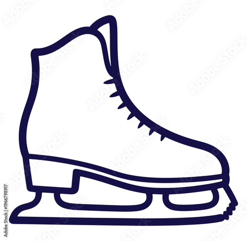 Vector illustration of a single ice skate depicting winter sports and recreation activities