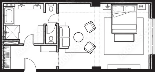 A detailed architectural rendering illustrates a modern apartment floor plan, offering a glimpse into the sophisticated layout of a contemporary living space.