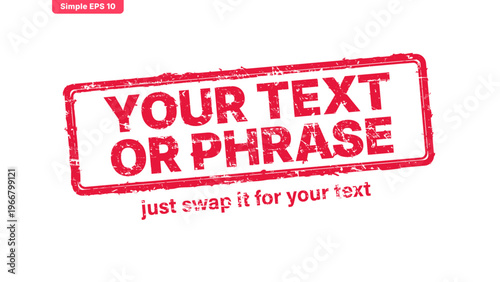 official stamp label red rubber stamp vector with distressed ink texture and clean frame, built for packaging, shipping labels, office paperwork, certification workflows, and commercial branding use.