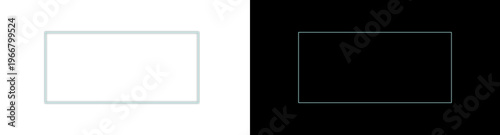 Εκτύπωση καμβά Dark green neon glowing rectangle frame on split background PNG