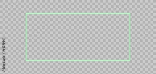 Technological background with light green neon rectangle frame on light checkered surface. Bright glowing modern design with fresh digital elements.
