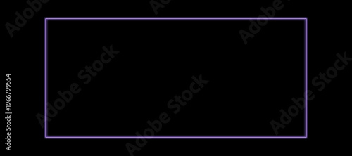 Dark purple neon rectangle frame glowing on black background. Futuristic digital design with deep luminous light effect.
