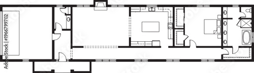 A detailed architectural blueprint showcases the layout and design of a modern home, offering a glimpse into the spatial arrangement and functionality.