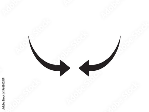 Black arrows, curved arrowheads, opposing direction, vector graphics, icons isolated on White Background