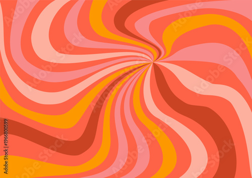 Retro carnival pattern. Dynamic radial rays, groovy spiral waves, and candy swirl elements banner. Bright pink and cream color nostalgic circus festival poster bg. Playful vintage background