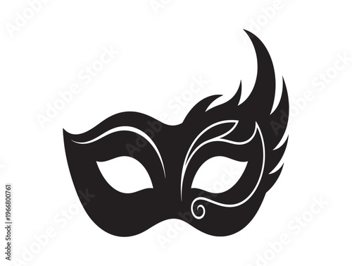 Black masquerade mask, Venetian carnival mask, decorative face mask, party accessory isolated on White Background