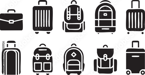 Luggage Icon Set for Vacation Journey and Travel Graphics