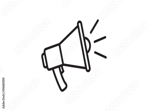 Megaphone icon, loudspeaker symbol, announcement sign, communication tool isolated on White Background