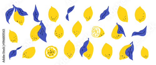 Foto Doodle lemon illustrations with Italian Mediterranean charm