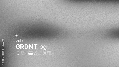 Abstract black and white vector background with high detailed noise texture and blurred gradient effect. Modern grayscale silver grainy overlay for industrial or brutalist design concepts.