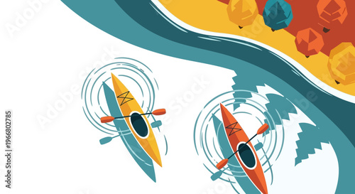 Kayaks on water with circular ripples a vibrant design on transparent background silhouette