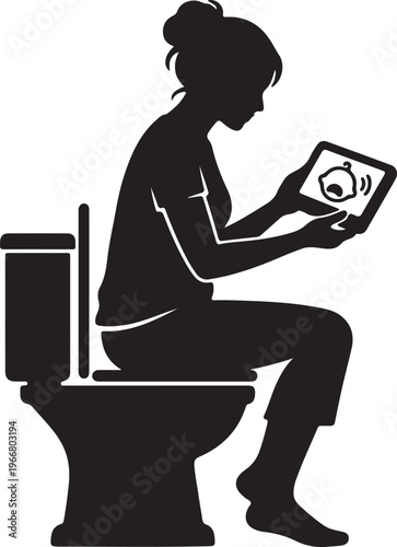 Conceptual Motherhood Silhouette: Multitasking Mom and Playful Learning Vector Design