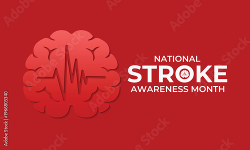 National Stroke Awareness Month is recognized annually in May to promote education and prevention of stroke. Banner poster, flyer and background design template. Vector illustration. Eps 10.