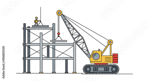 Yellow Construction Crane Machine Equipment.