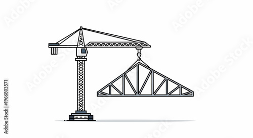 Large crane lifting heavy metal truss.