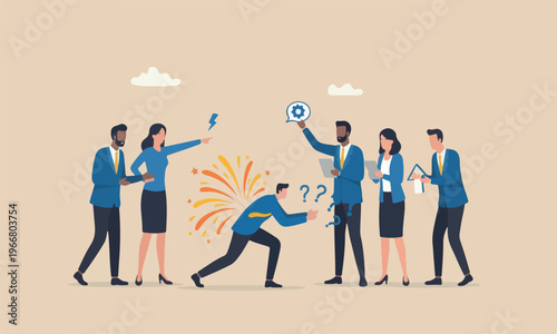 Advantag teams together agility or innovation for success, leadership concept, businessman prepare start running with ignite firework