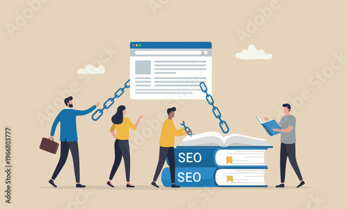 people digital is a or cream color, team attach chain link to websites browser for SEO optimization