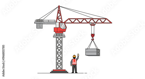 Man operating a construction crane machine.