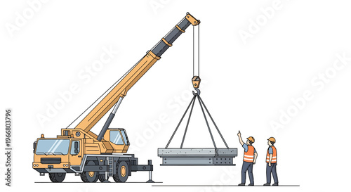 Yellow construction crane lifting heavy metal.
