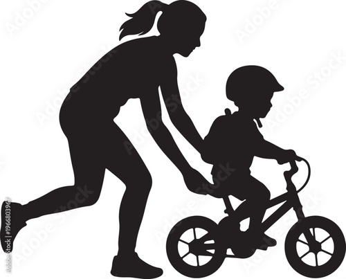 Stark Black and White Mother-Child Interaction: Versatile SVG Graphics for Home Decor