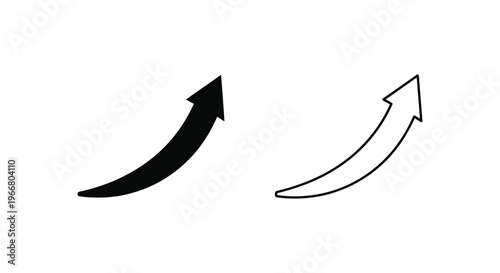 a black and white curved arrow pointing upwards Vector