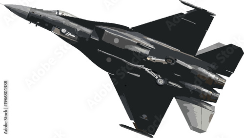 Modern Jet Fighter Aircraft Flying Isolated on White Background