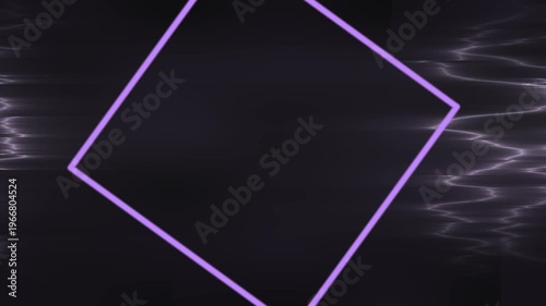 Abstract digital artwork, a purple diamond outline on dark background, light effect