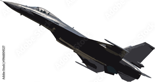 Modern Jet Fighter Aircraft Flying Isolated on White Background