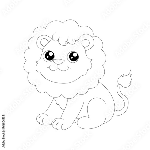 A cute cartoon leon coloring page for kids, featuring a simple line art style. This animal illustration features clean lines, making it perfect for children's coloring pages.
