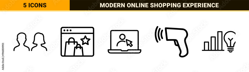 Fototapeta premium Customer Feedback and Ecommerce Engagement Minimalist Monoline Geometric Line Art for Web Interface Design