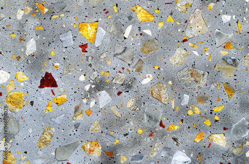 Photo of Grey terrazzo pattern on floor surface. Background texture for backdrops or mapping