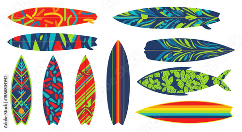 Colorful Surfboards Collection - Summer Beach Vibes and Ocean Sports