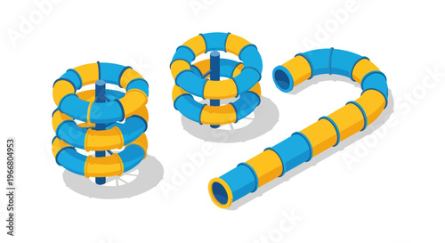 Colorful Water Slides, Amusement Park Attractions, Summer Fun