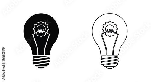 two light bulbs with gear inside Vector